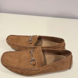 Loafers - Light Brown Suede with Silver Buckle